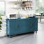 Armoire de rangement bleue à 4 portes 61,38 po. Fabriqué en bois massif et solide. Espace généreux. Système de tablettes réglables. Capacité de charge supérieure de 330 lb. Armoire 66 en stratifié bleu. Composé à profusion