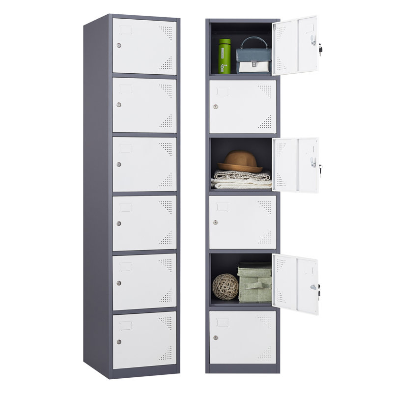 6 - Tier 6 - Section 15'' Wide Locker for School, Gym or Employee, Gray/White
