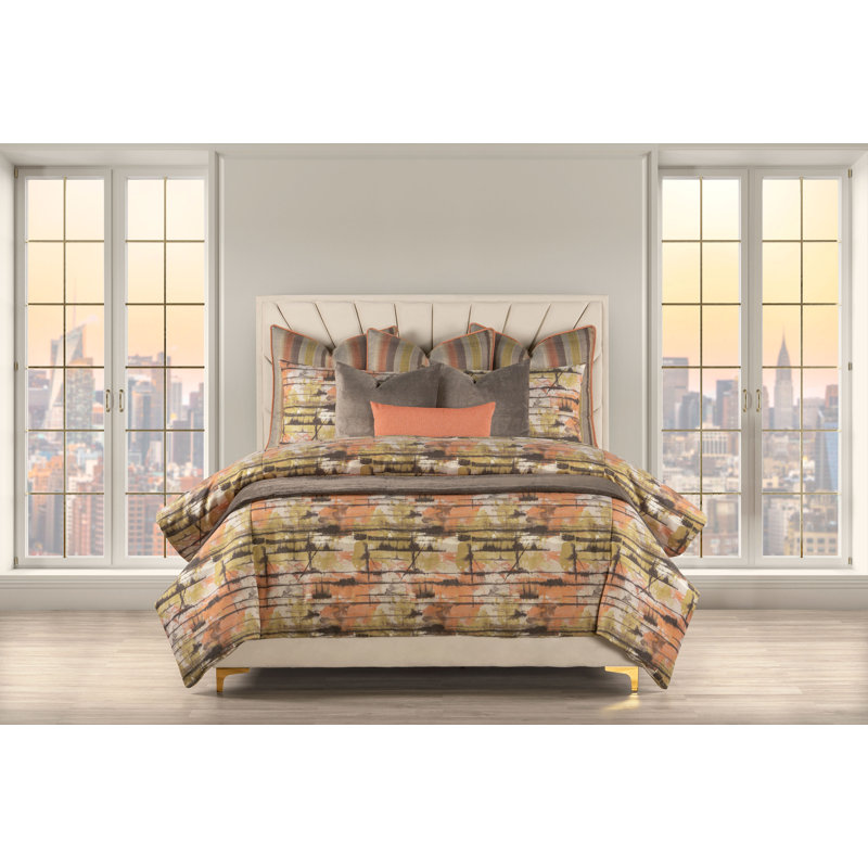 Literie Graffiti, Housse de couette pour grand lit + 2 taies décora, Melon