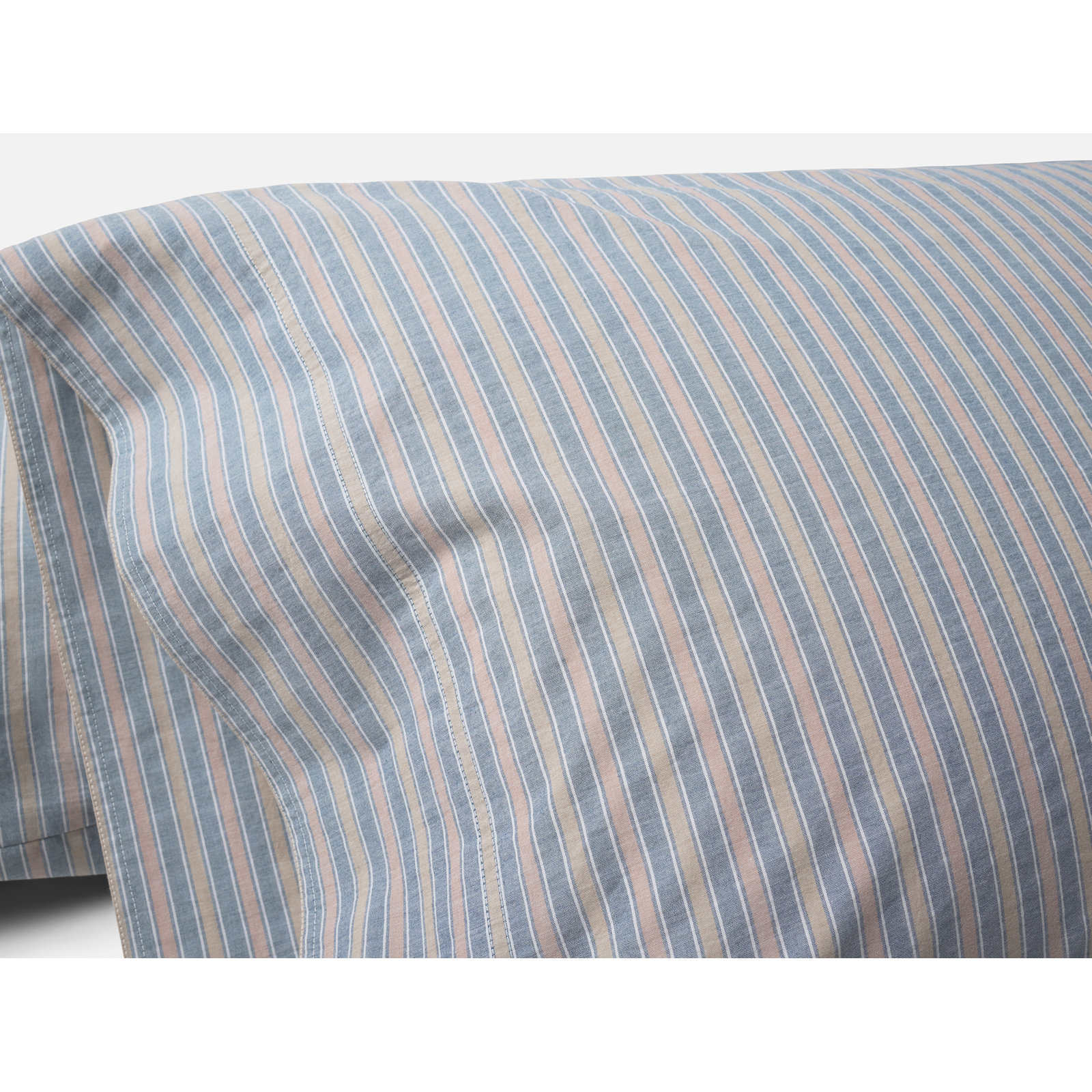 Crinkled 100% Cotton Percale Pillowcase - Set of 2, King Pillowcase, Indigo Chambray