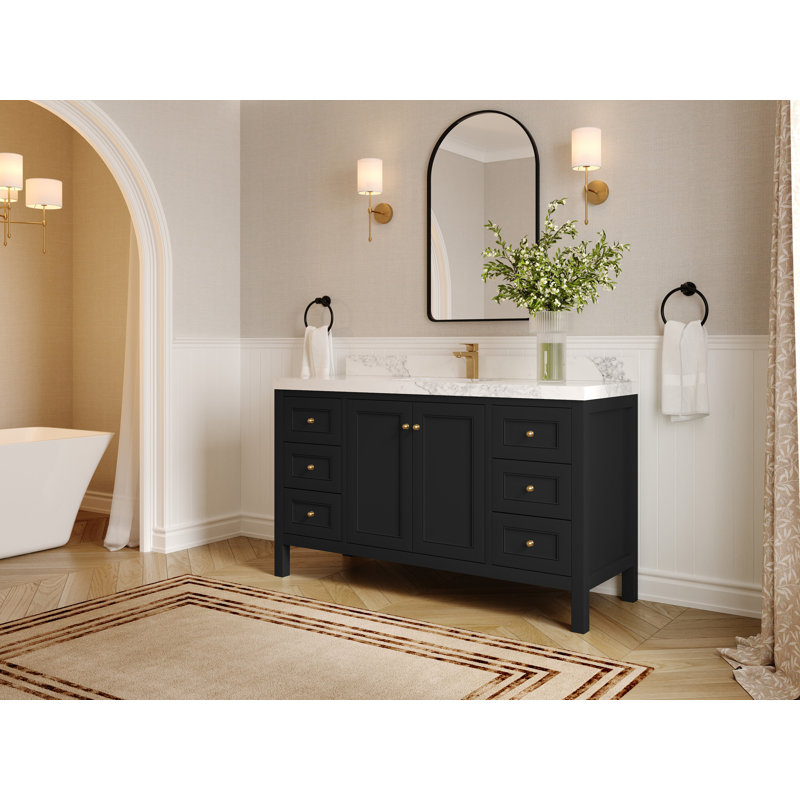 Nashville X P 22 po De salle de bain Quartz gris Piatra, Noir, Laiton Berkshire