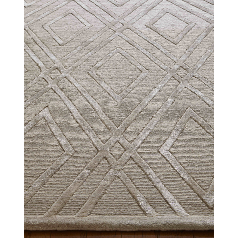 Metro-Velvet Geometric Area Rug in Light Beige, Rectangle 12' x 15'