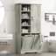 Armoire de rangement pour salle de bain avec portes et tiroirs, panier à linge inclinable, plusieurs espaces de rangement, style autoportant, tablette ouverte, tablette réglable-249044707