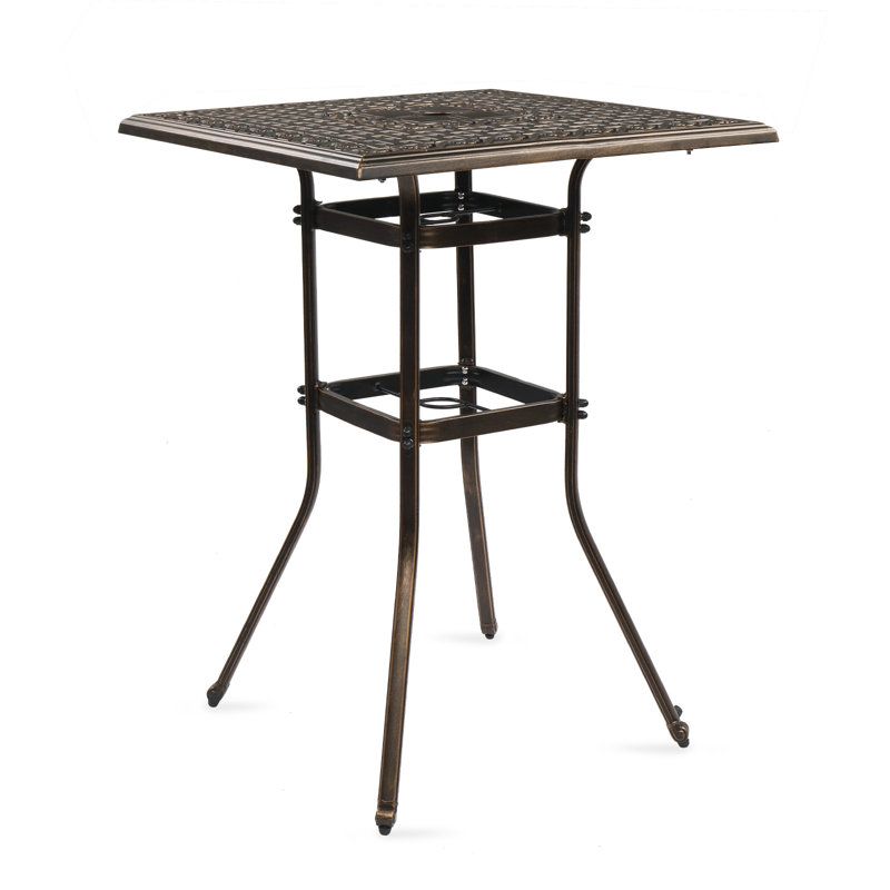Brenk 31.5" W x 31.5" D Aluminum Bar Table with Umbrella Hole