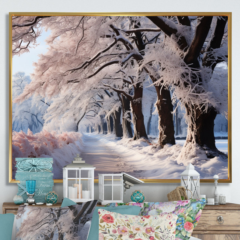 " Winter Frosty Forest III ", Gold Floater Framed, 30" H x 40" W x 1.5" D