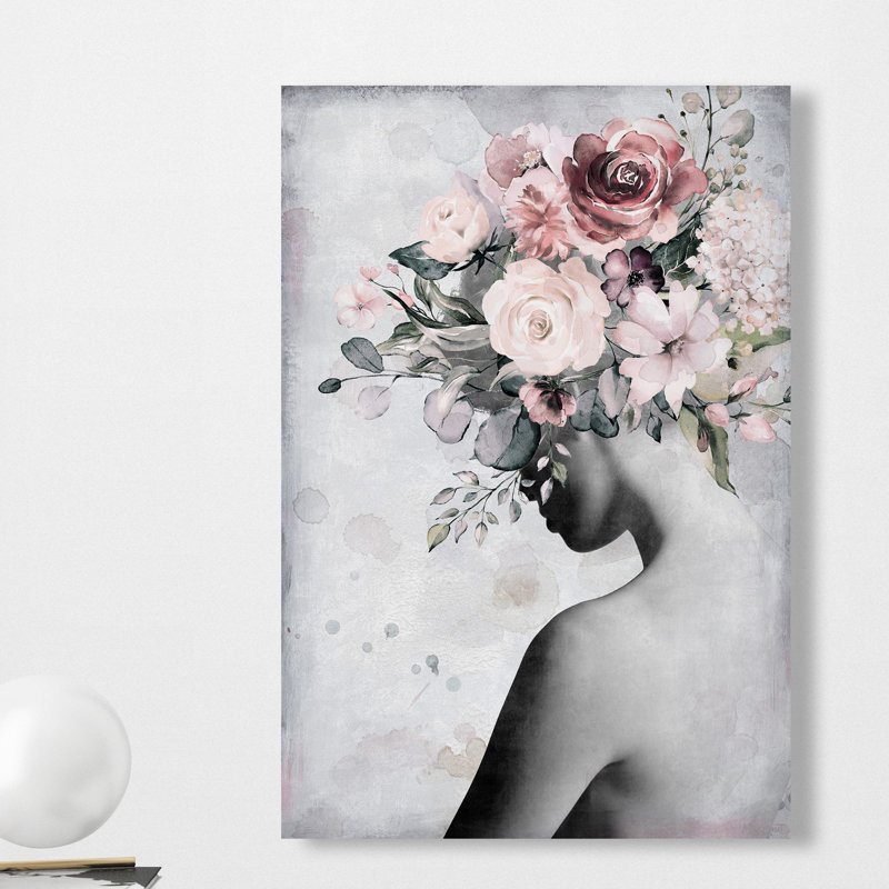 Couronne florale fraîche - reproduction sur toile tendue, H 36 po x l 24 po x P 1,5 po