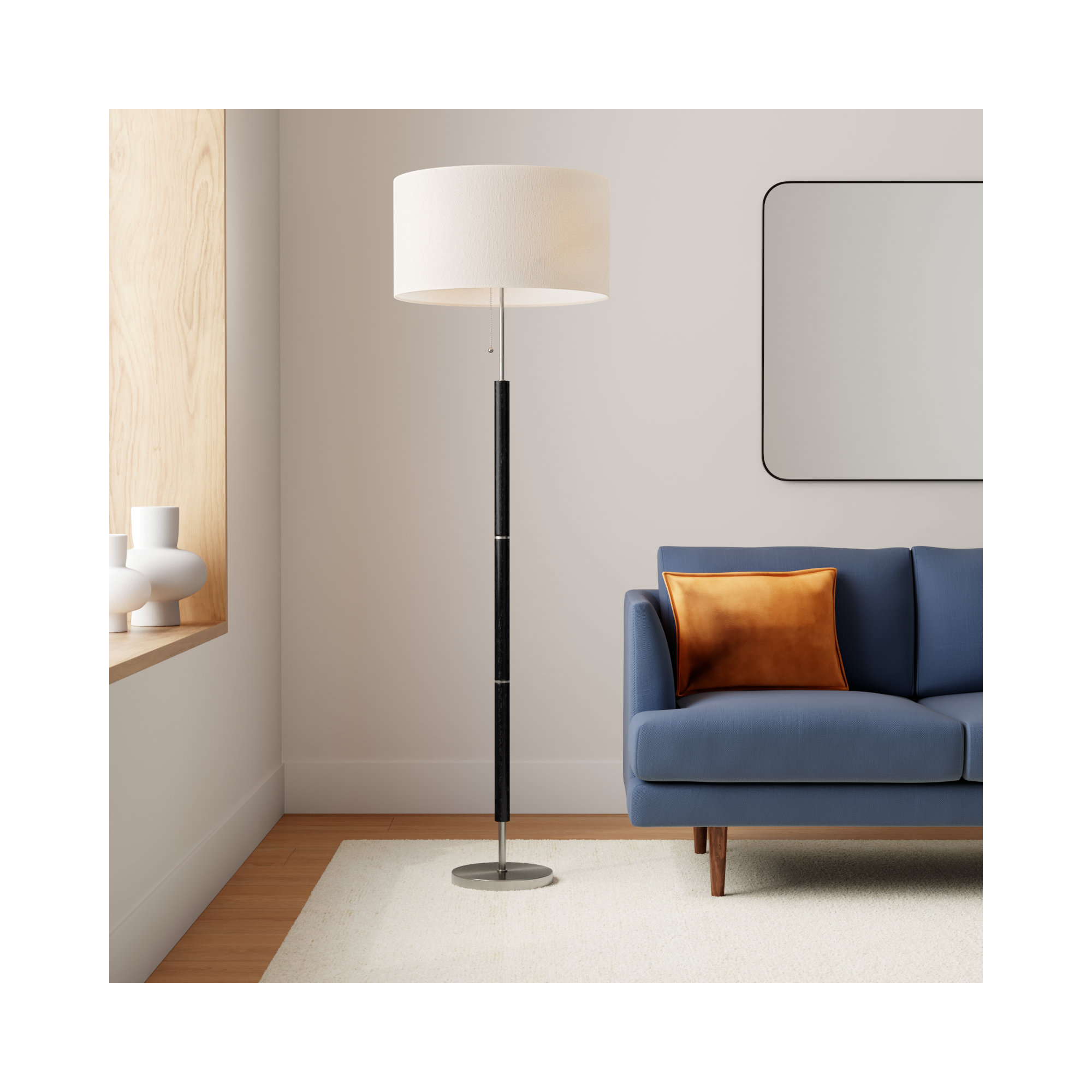 Fernando 65.5'' Floor Lamp, White, Black/Gray