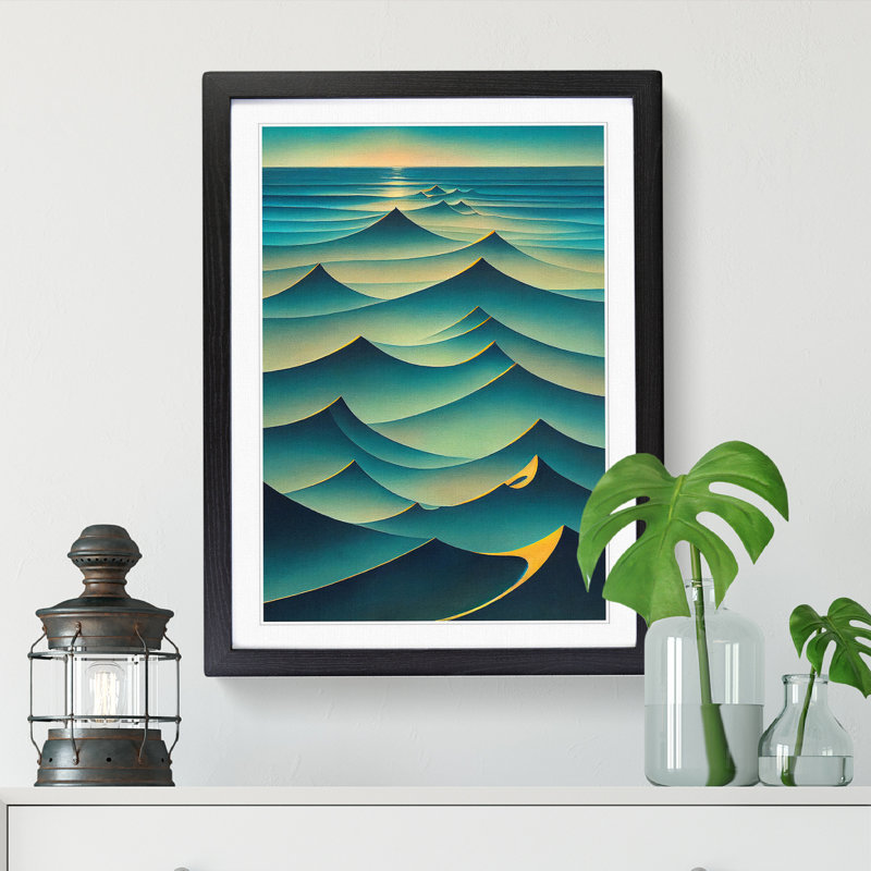 Ocean Seascape Abstract Vol.4 - Picture Frame Print, 64cm H x 46cm W x 2cm D, Black