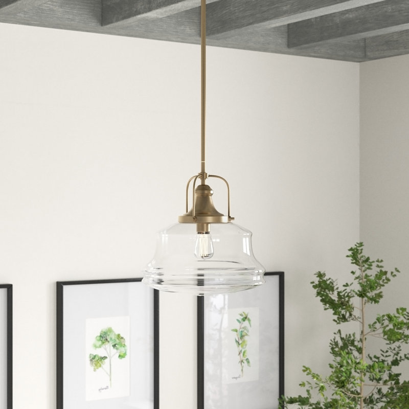 Elvis 1-Light Dimmable Single Pendant, Burnished Brass