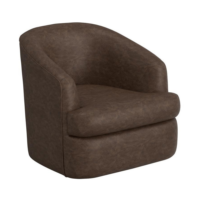 Fauteuil d'appoint pivotant à 360 degrés Cirri, Dark Brown Faux Leather