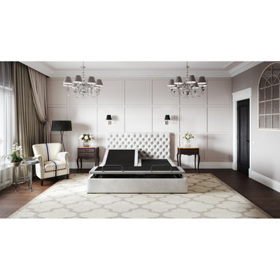 Btx5 King Adjustable Bed Base - Head And Foot Position Easily, 4 Ports, Dual 3-level Massage, Under Lighting Included, Memory Positions, 6000n Motor, Wireless Remote With Flash , No Box Spring