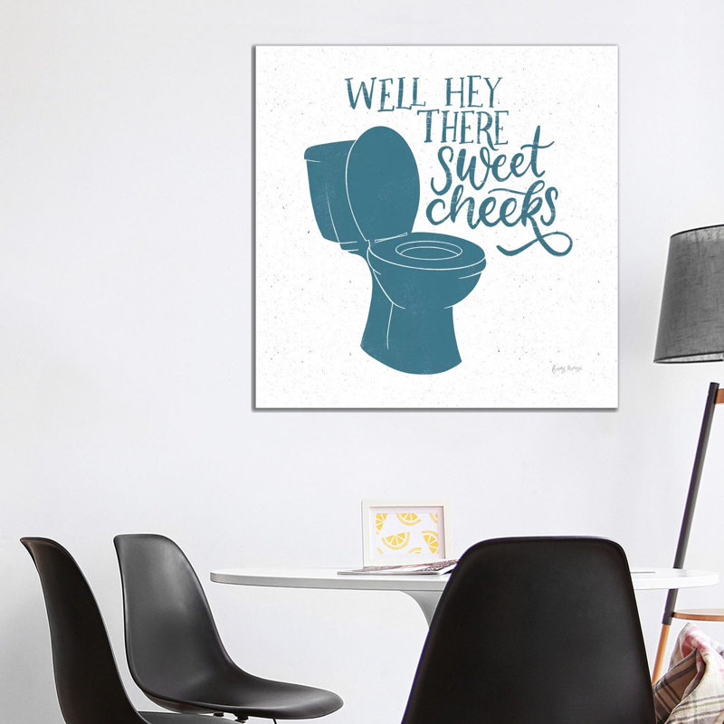 Turkish Tile Bathroom Puns III by Becky Thorns - Print on Canvas, Wrapped Canvas, 93.98cm H x 93.98cm W x 3.81cm D