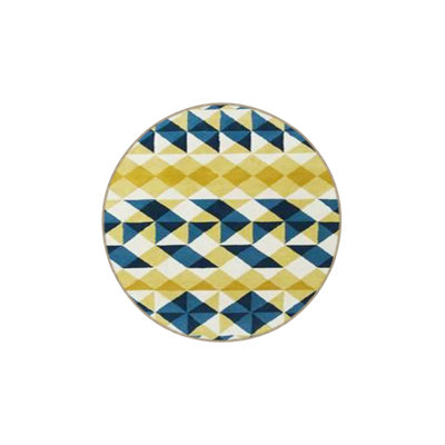 Cross Yellow Navy Geometric Woven Base Machine Washable Area Rug