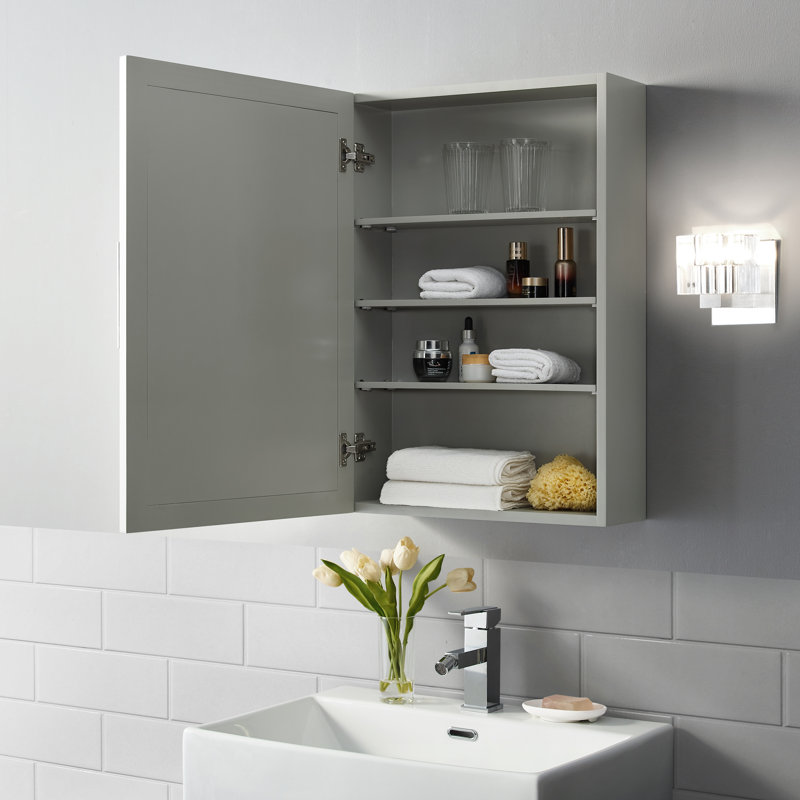 Armoire à pharmacie 1 porte avec 3 tablettes réglables Cortland, Gris