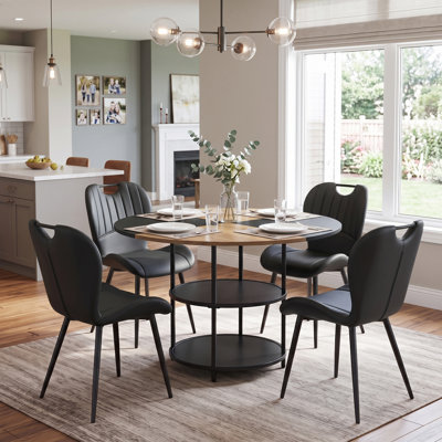 Ensemble de table de salle à manger 47,5 po avec rangement à deux niveaux et chaises en cuir PU