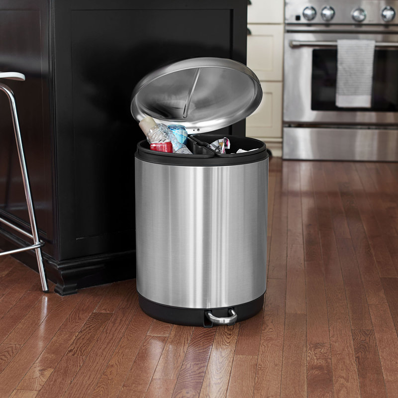 Steel Step On Kitchen Trash Can - 8 Gallons