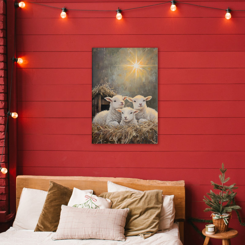 Agneaux festifs en toile stable, design par Petal Prints Design, H 36 po x l 24 po