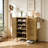 Bamboo Shoe Rack Cabinet Freestanding Shoe Organizer With 5-Tier Shelves And Ventilated Slatted Doors-1861246349