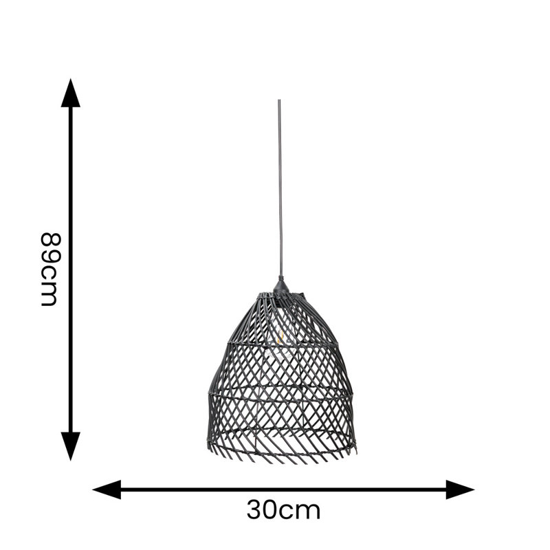 Black Rattan Battery Operated Outdoor Hanging Pend LED Outdoor Pendant