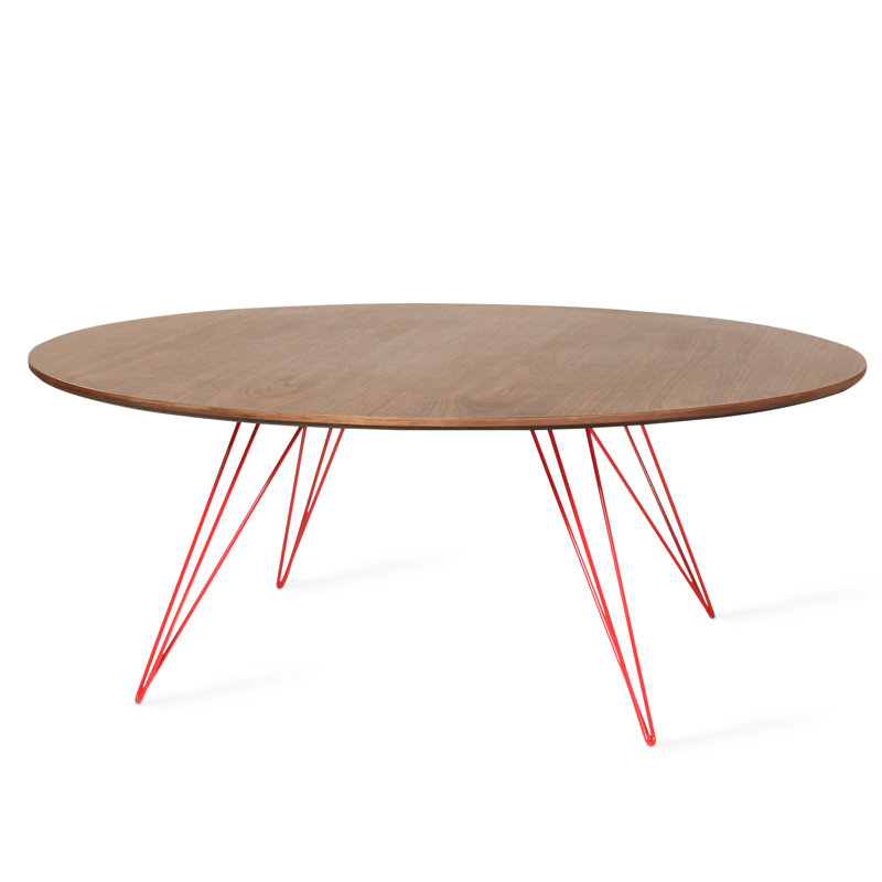 Williams Single Coffee Table, 18" H x 46" L x 46" W, Red, Walnut