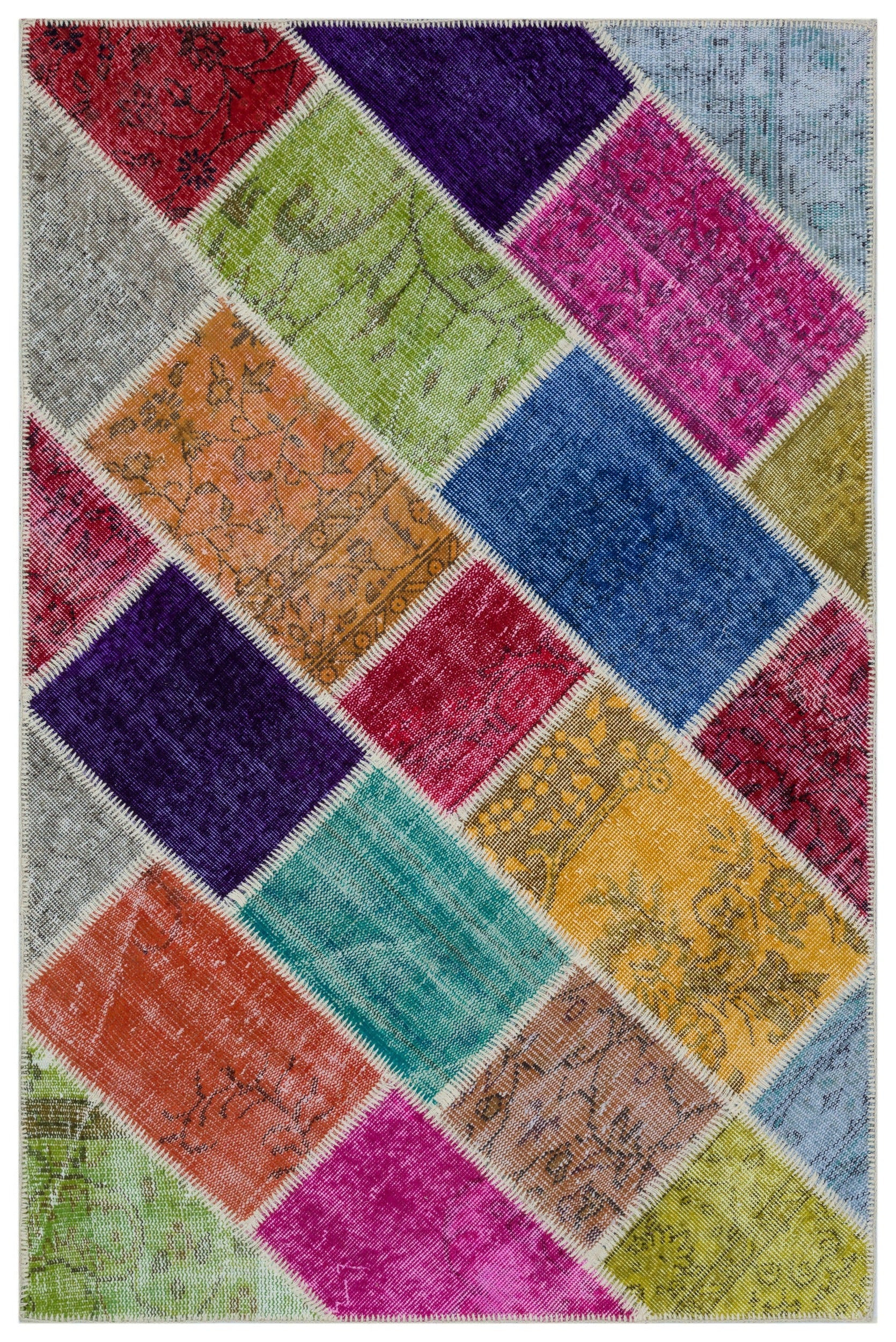 Bungalow Rose Zamian Beige Patchwork Wool Handmade Area Rug | Wayfair