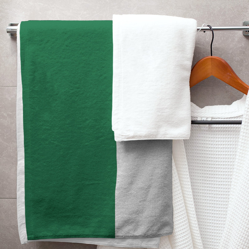 Bath Towel, Green/White/Royal Blue