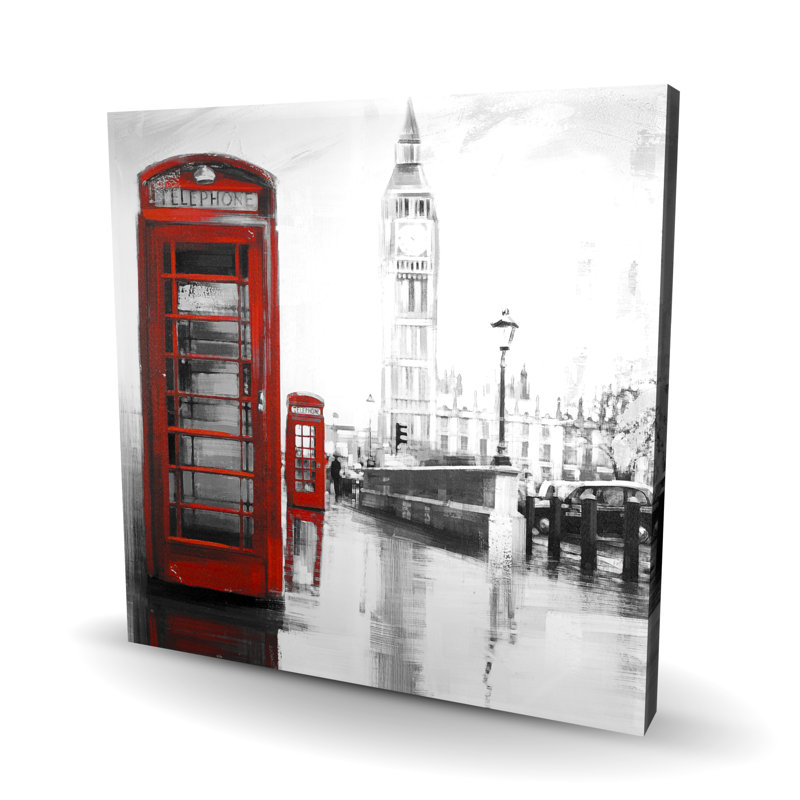 Red Phonebooth with Big Ben - Office Red Canvas Home Decor