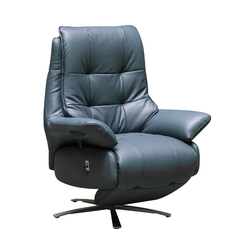 Bellagio Top Grain Italian Leather Blue Swivel Chair