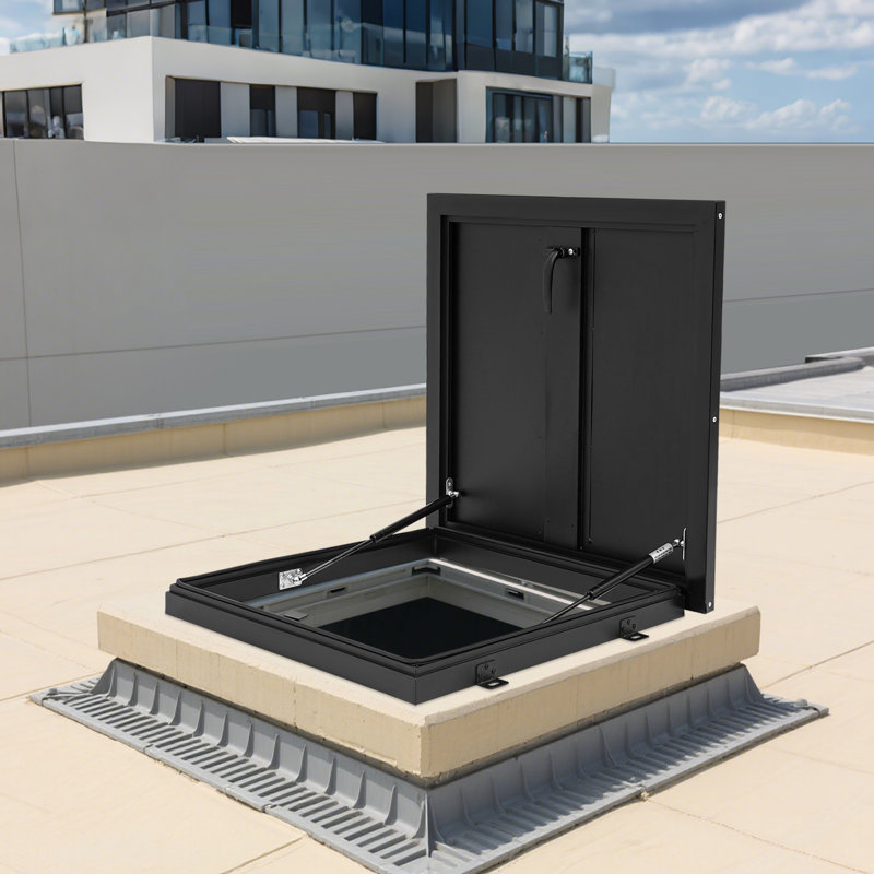 Trappe de sécurité robuste en alliage d'aluminium, L 26,37 po x H 26,37 po, Noir