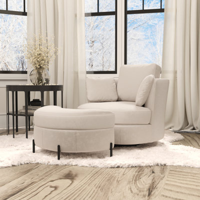 Swivel Accent Chair With Storage Ottoman