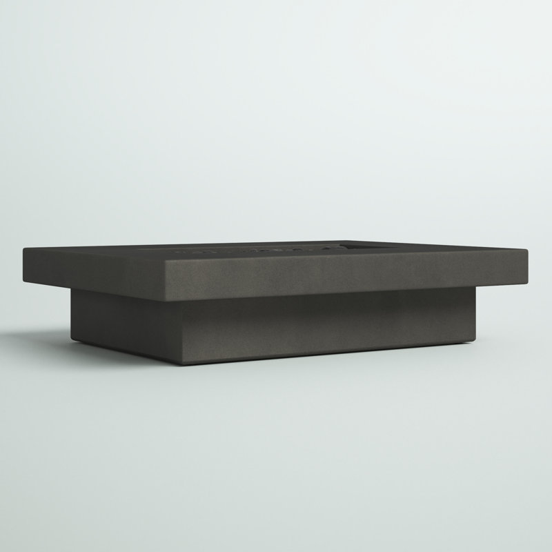 Geneva Rectangle Concrete Propane Fire Pit Table by Jensen Co., Flint, 14" H x 60" W x 45" D