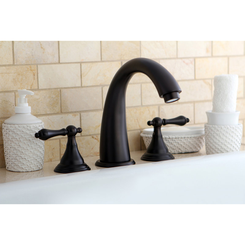 Kingston Brass Vintage Two-Handle 3-Hole Deck Mount Roman Tub Faucet, Oil Rubbed Bronze