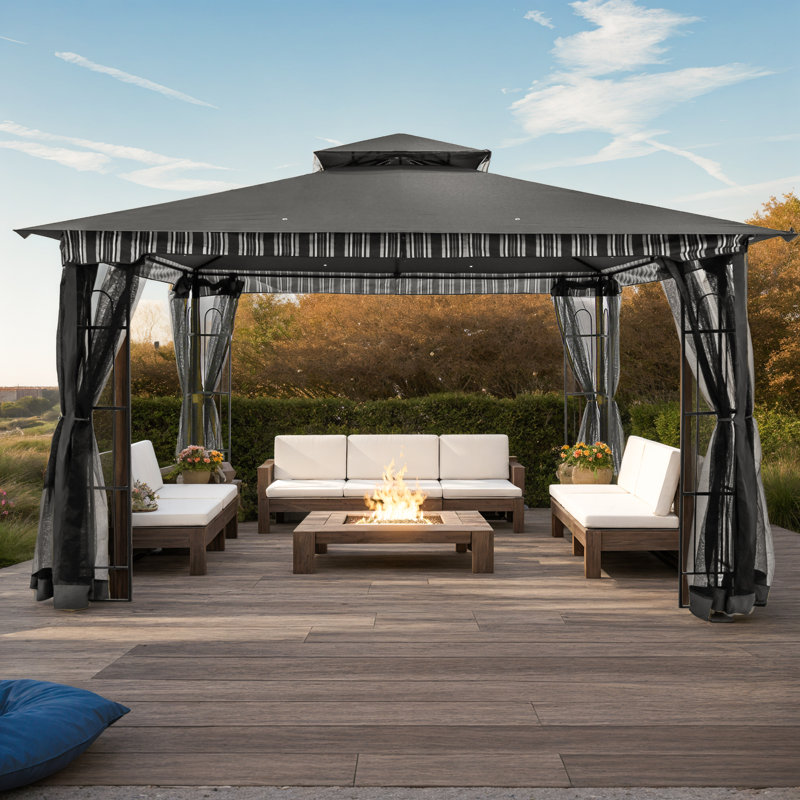 13 Ft. W x 11 Ft. D Steel Patio, Black