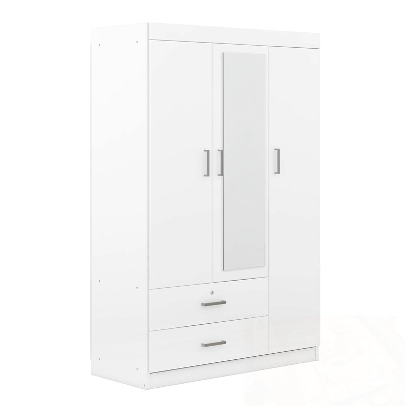 Miroir 3 portes crème avec tablettes, Blanc