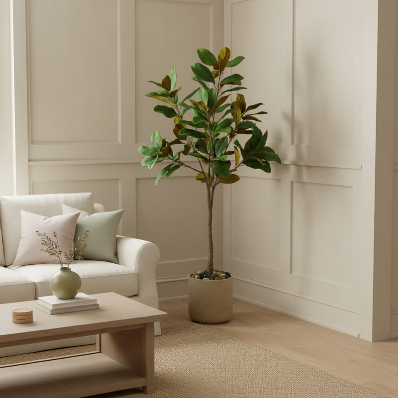 Faux Magnolia Tree in Fiberstone Planter