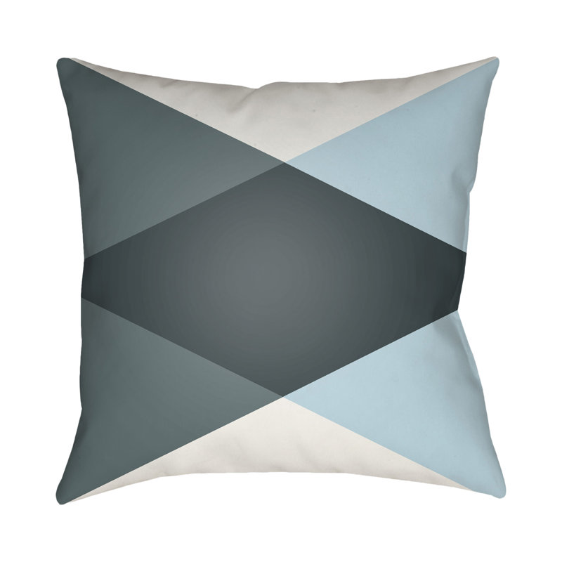 Moderne Geometric Indoor/Outdoor Throw Pillow, 22" H  x 22" W x 5" D, Grey / Light Blue