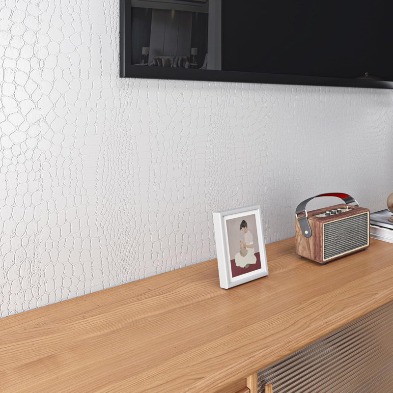 Papier peint adhésif texturé crocodile blanc