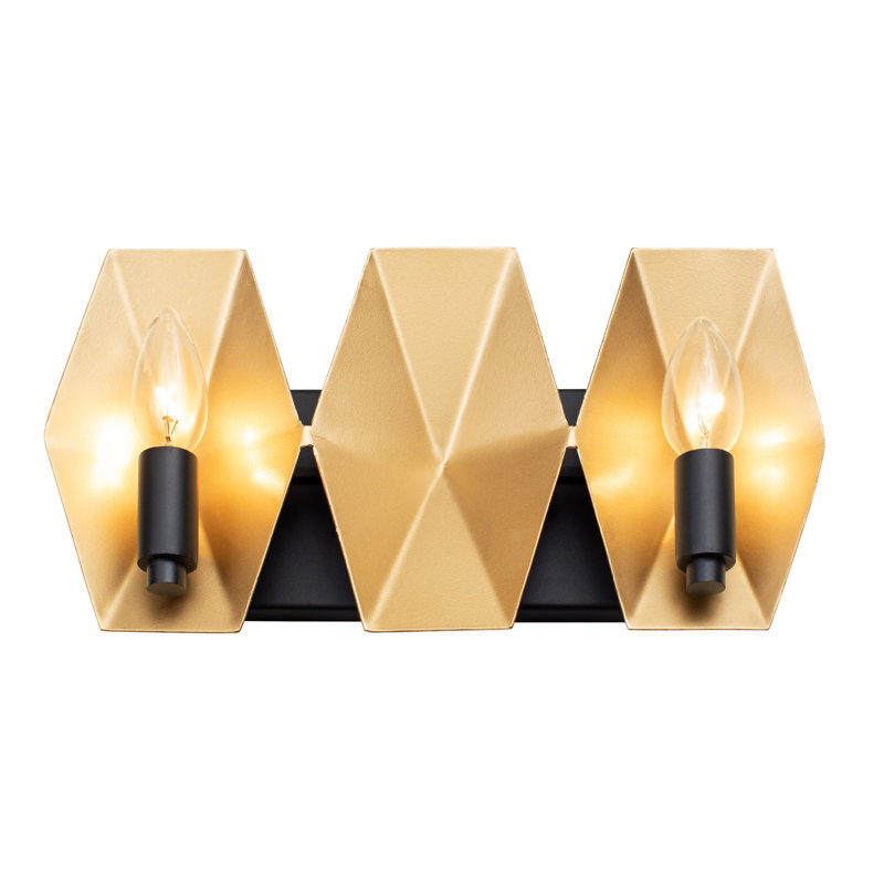 Malone Hexagonal Black & French Gold 2-Light Bath Vanity