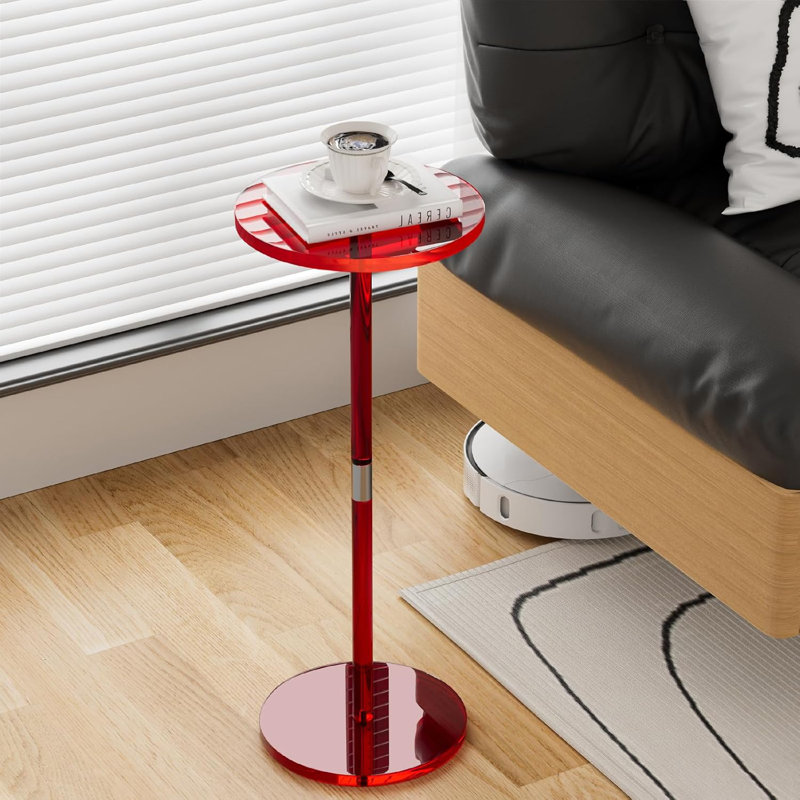 Clear Acrylic Side Table For Small Spaces, Round End Table For Living Room, Bedroom, Office