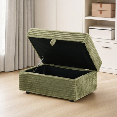 40" Oversized Corduroy Storage Ottoman, Upholstered Footstool with Hidden Storage, Plush Tufted Ottoman Bench for Living Room, Bedroom, Apartment and Office