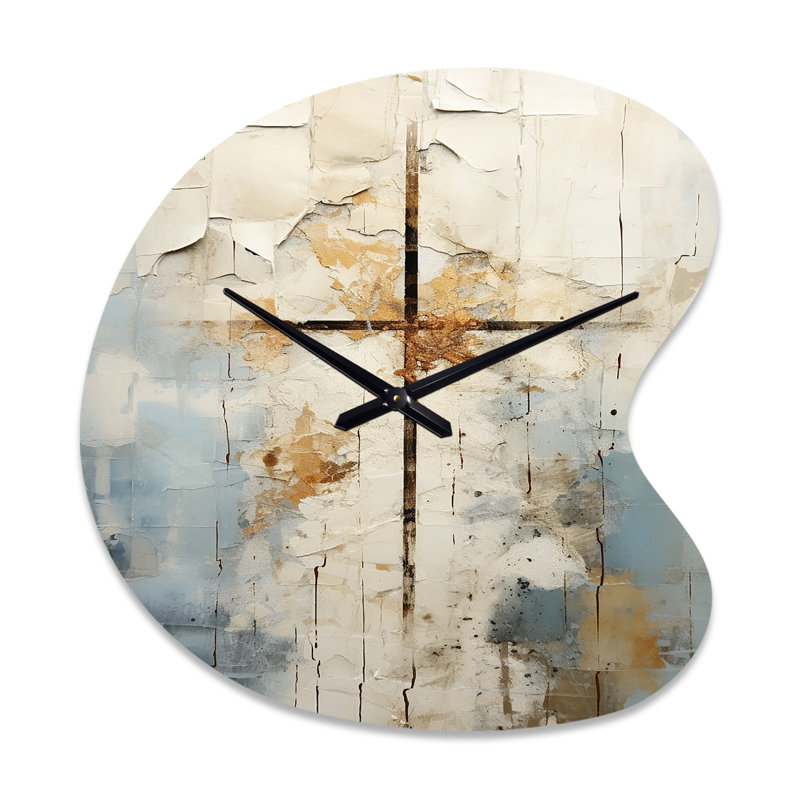 Horloge murale beige en forme de croix de Jésus II - Christianisme, Petit
