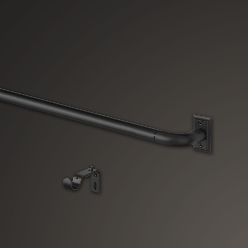 Mode Room Darkening Collection 1 in Diameter Blackout Curtain Rod Set with Steel Wall Mounted Adjustable Rod, Blocks Light, Fits 32 in To 90 in Windows