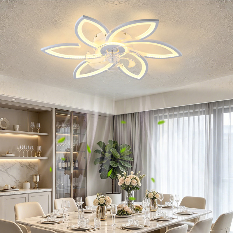 Ventilateur de plafond 30 po avec lumière blanche, ventilateur encastré moderne à DEL avec télécommande et commande APP, ventilateur de plafond à profil bas à intensité variable avec 6 vitesses pour la chambre à coucher, la cuisine et le salon