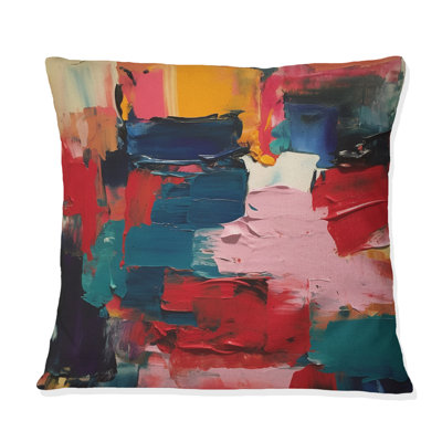 Coussin Red Teal Cubist Fusion - Cubism