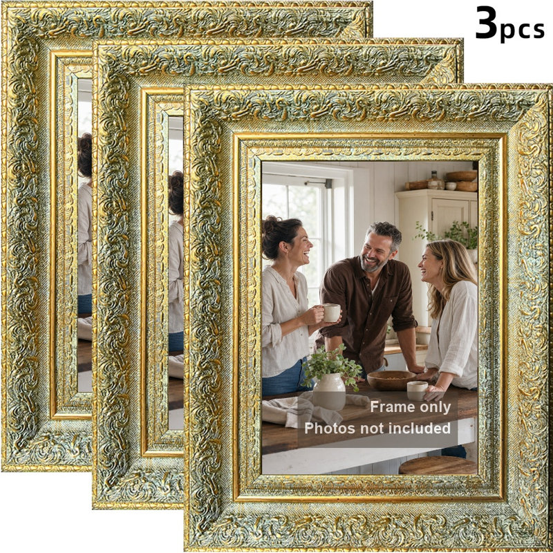 Cadre de table 3 pièces 5 "x 7" avec affichage horizontal ou vertical, Or antique, 3, L 5 po x H 7 po