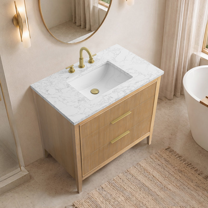Emma 36" W Single Vanity, Classic Oak