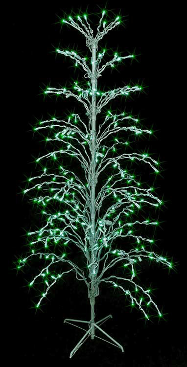 Décoration d'arbre d'extérieur de 6 pi à DEL vert avec cascade de Noël