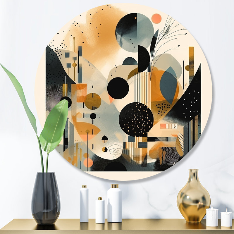Décoration murale zen noire et dorée en coups de pinceau I, H 16 po x l 16 po x P 1 po