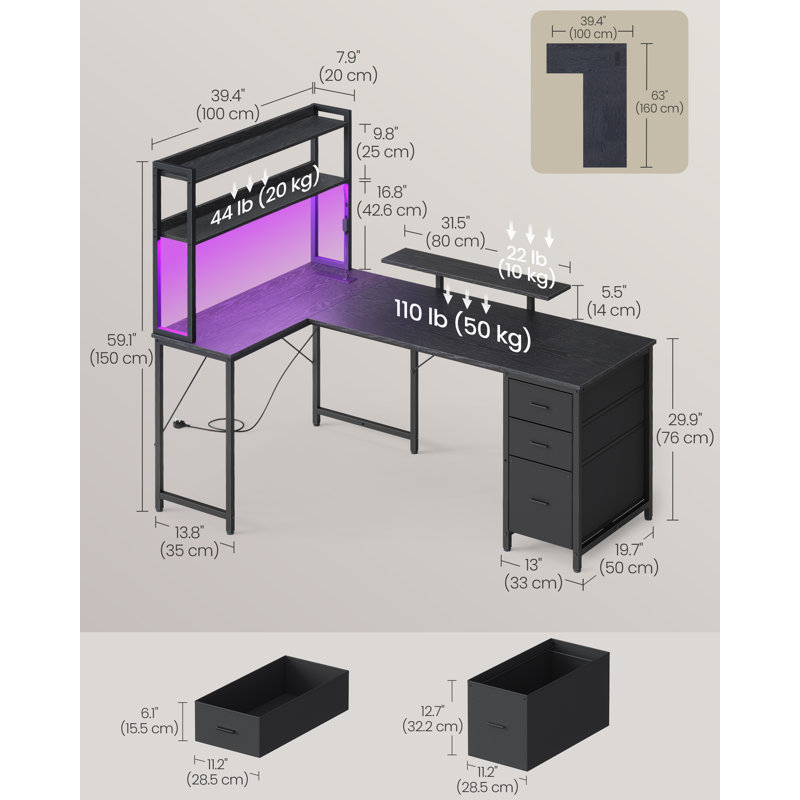 Particle Board / Chipboard Computer Desk, 150 cm H x 160 cm W x 100 cm D