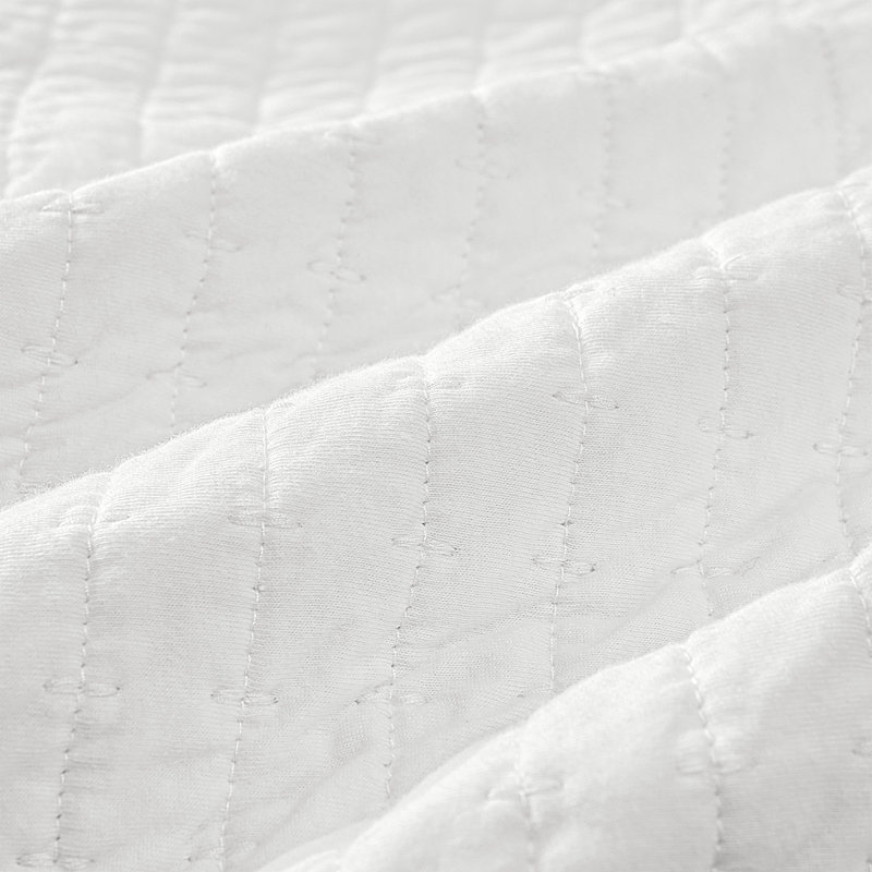 Ensemble de courtepointe en jersey 100% coton Wonderful, Courtepointe pour grand lit + 2 taies décoratives, Blanc